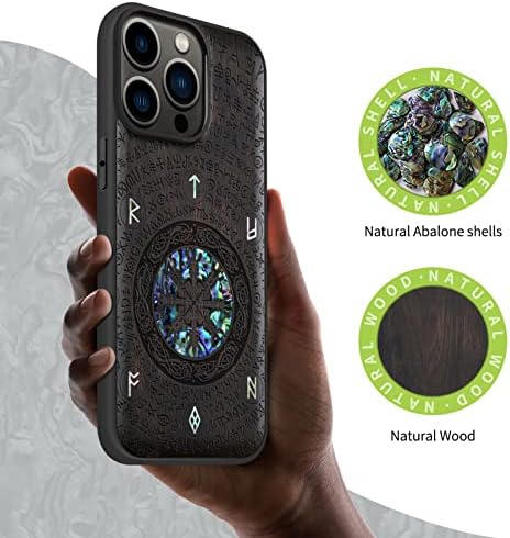 מארז מגן מעצב מעצב גילוב לאייפון 14 Pro Max Magnetic Case Cirpent [חריטת עץ וסיבוב שיבוץ] מארז טלפון